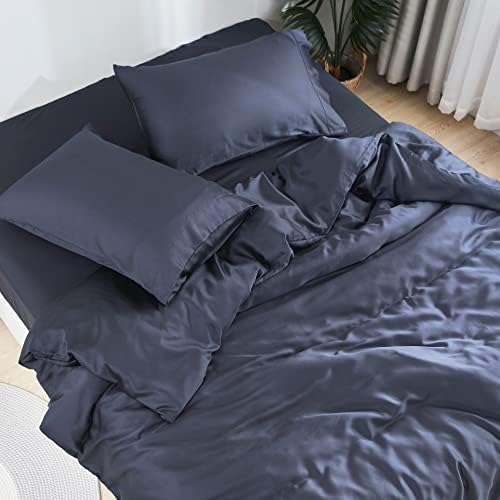  By SIJO 100% Organic Bamboo Sheet Set, Buttery Soft, Cooling For Hot Sleepers, Silky Breathable, Oeko-TEX, High GSM, 16" Deep Pockets - 3pc - 2 Pillowcases 1 Fitted Sheet (Fog, King)