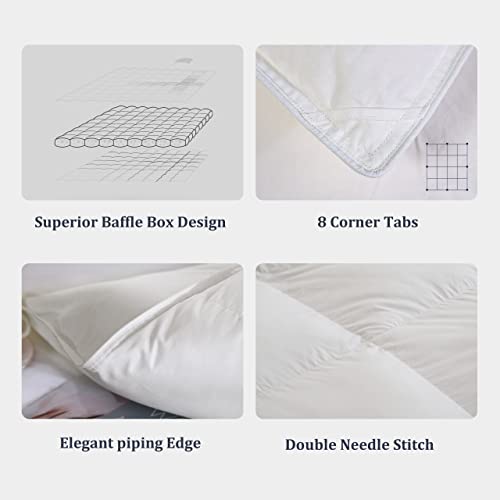 Goose Down And Feather Comforter Queen Size Soft Grey Bedding Comforter Warm Duvet Insert With 8 Corner Tabs Medium Warmth-90x90Inches