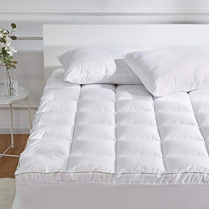  Twin Size Cotton Mattress Pad, Machine Washable Mattress Protector Cover, Soft Cotton Top Cooling Mattress Topper Fits 8-21 Inch Deep Pocket, Twin