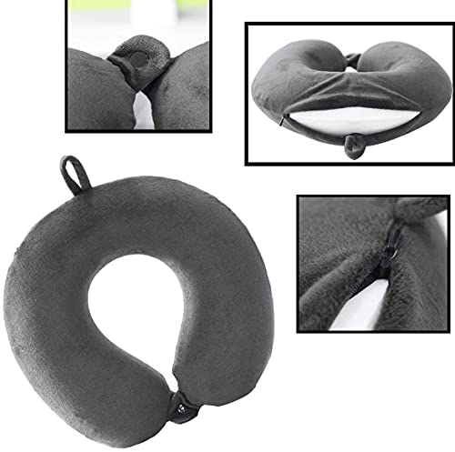  Travel Neck Pillow - Memory Foam Pillow Support Pillow,Luxury Compact & Lightweight Quick Pack For Camping,Sleeping Rest Cushion (Grey)