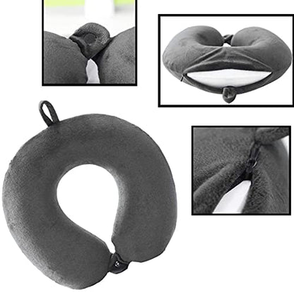  Travel Neck Pillow - Memory Foam Pillow Support Pillow,Luxury Compact & Lightweight Quick Pack For Camping,Sleeping Rest Cushion (Grey)