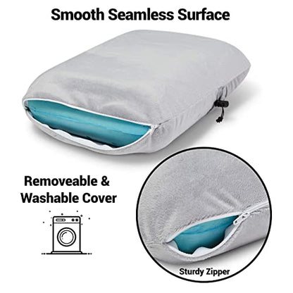  Travel Pillow With Solid Memory Foam Gel Insert For Travel Gift, Sleeping, Camping, Backpacking And Lumbar Support - Easy Packing Using Pillowcase Pocket & Hook (Pink, 11"x16")