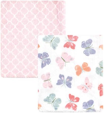  Hudson Baby Unisex Baby Cozy Plush Luxury Blankets 2pk, Pink Elephants, One Size