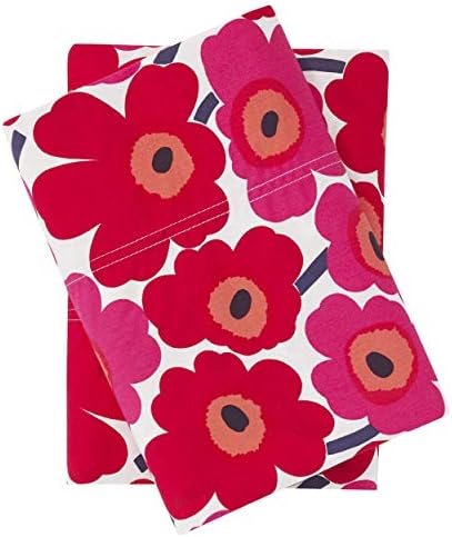  Marimekko - Pillowcase Set, Cotton Percale Bedding, Smooth & Cool Home Decor (Mini Unikko Red, Standard)