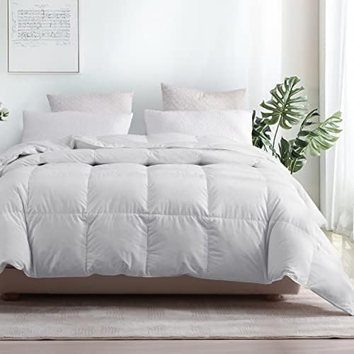  Down Comforter King Size-750 Fill Power-Fluffy Ultra Soft All Season Duvet Insert, Luxury Noiseless Fabric Reversible Colors-Lightweight 41 Ounce Fill (Gray,106”L X 90”W)