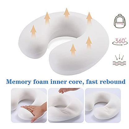  DUANY STORE Neck Pillow For Traveling, Upgraded Travel Neck Pillow For Airplane 100% Pure Memory Foam Travel Pillow For Flight Headrest Sleep, Portable Plane Accessories (Pink)