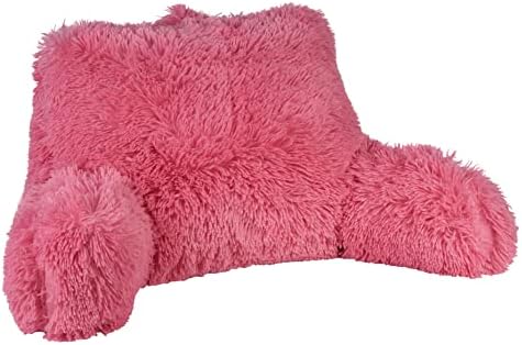  Shaggy Bed Rest Back Support Pillow For Adults And Kids, Lumbar And Arm Support On Bed, Chair, Couch, Sofa And Floor - Large Reading Pillow, 30" X 21", Cool Gray