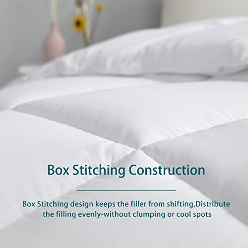  Down Alternative Comforter Queen-90X90 Inches Size All Season Duvet Insert White Soft Brushed Microfiber Cover Skin-Friendly Noiseless Quilted Comforter