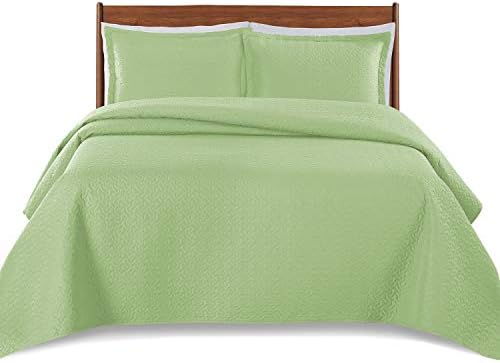  Bedding Oversize Lightweight 3 Piece Coverlet Set (Light Gray/Weaving, Queen)