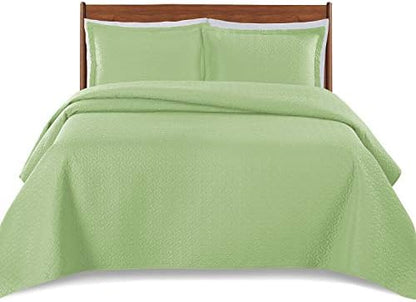  Bedding Oversize Lightweight 3 Piece Coverlet Set (Light Gray/Weaving, Queen)