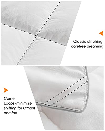  Down Alternative Comforter Queen Size, Ultra Soft Duvet Insert With Corner Tabs, Fluffy Warm All Season Quilted Soft Reversible Hotel Collection, White