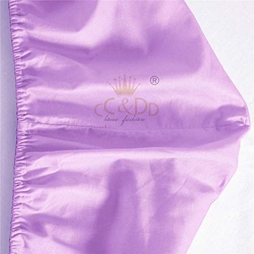  CC&DD HOME FASHION 2 Piece Fitted Sheet, Velvety Brushed Microfiber, Twin, Lavender