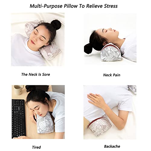  Neck & Cervical Pillows, Buckwheat Pillow Cervical Neck Roll Pillow Buckwheat Hulls Filling Cooling Round Pillows Lunch Break Buckwheat Pillow Office Waist Support Organic Buckwheat Pillow (Color : B