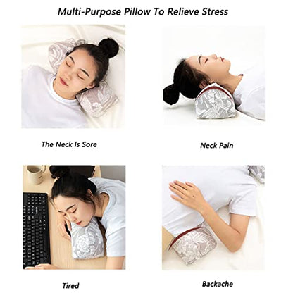  Neck & Cervical Pillows, Buckwheat Pillow Cervical Neck Roll Pillow Buckwheat Hulls Filling Cooling Round Pillows Lunch Break Buckwheat Pillow Office Waist Support Organic Buckwheat Pillow (Color : B