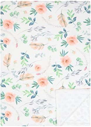  Giggle Angel Baby Plush Minky Blanket Double Layer With Dotted Backing For Baby Girl Or Baby Boy (Water Floral Pattern)