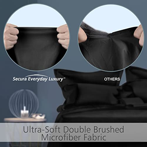  Queen Bed Sheet Set, 4pcs Bedding Sheets & Pillowcases, Soft Microfiber 1800 Thread Count 16" Deep Pocket Luxury Bed Sheets - Hypoallergenic, Wrinkle & Fade Resistant (Black)