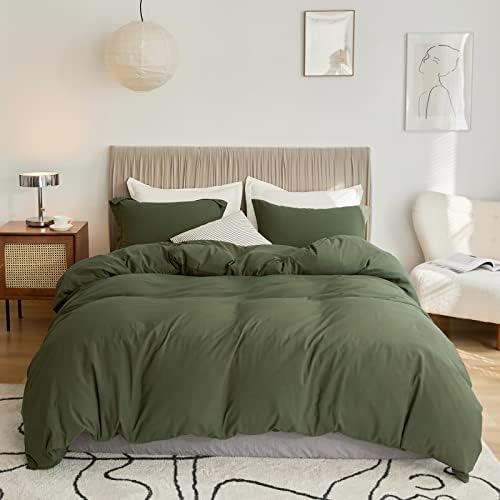  Queen Beige Duvet Cover Washed Microfiber Cream Beige Tan Khaki Quilt Cover Sets Queen Size 3 Pieces Tan Solid Color Bedding Sets (1 Queen Beige Duvet Cover And 2 Pillow Shams)