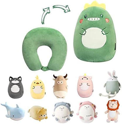  Stocaggio 2-in-1 Travel Pillow For Kids - Soft And Adorable Animals Plush That Converts Into A U-Shaped Neck Pillow For Ultimate Comfort During Airplane, Car, Train, Or Bus Trip - Unicorn