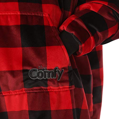  THE COMFY Original JR | The Original Oversized Sherpa Wearable Blanket For Kids, Seen On Shark Tank, One Size Fits All (Red Plaid)