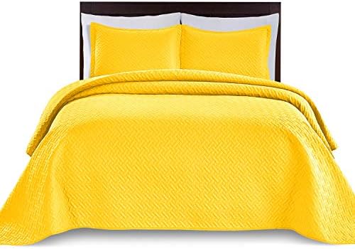  Bedding Oversize Lightweight 3 Piece Coverlet Set (Light Gray/Weaving, Queen)
