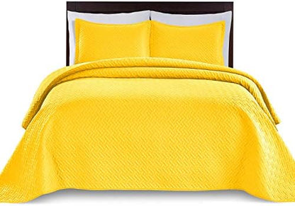  Bedding Oversize Lightweight 3 Piece Coverlet Set (Light Gray/Weaving, Queen)