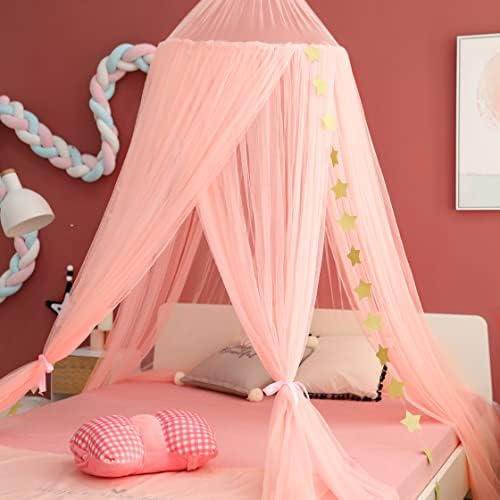  Bed Canopy Girls Mosquito Net Canopy Dreamy Princess Tent Hanging Dome Chiffon Yarn Canopy Net Room Decor For Kids Teenager(White)
