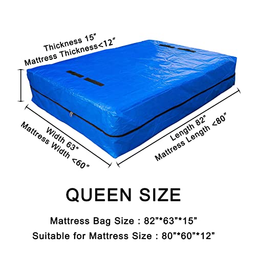  Mattress Storage Bag, Heavy-Duty Waterproof With 8 Handles Mattress Cover For Moving, Strong Zipper, Reusable, Ultra-Thick Mattress Protector (Queen)
