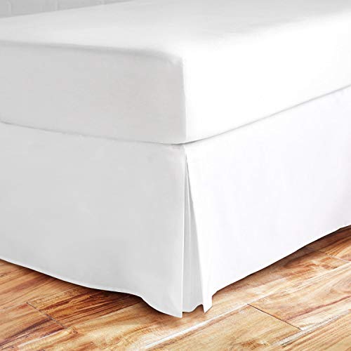  Split Corner Bed Skirt 21 Inch Drop Full Size 100% Natural Cotton Wrinkle And Fade Resistant Full Size, White Solid
