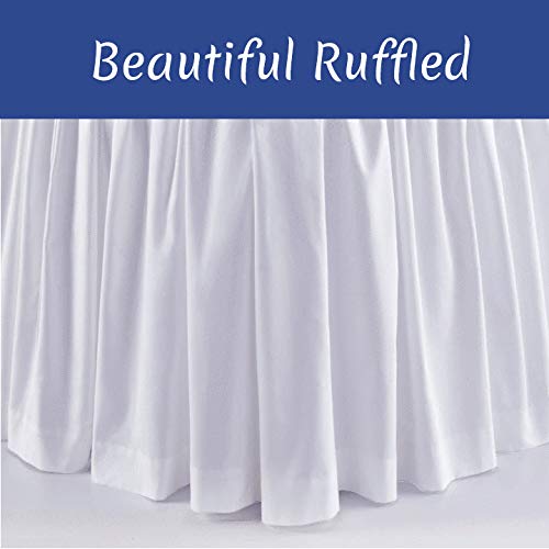  Ruffled Bed Skirt With Split Corners Three Side Coverage-Queen Size Dust Ruffles Bed Skirts 18 Inch Drop Expertise Tailored Fit Wrinkle Free Bed Skirt Dust Ruffle (Queen 18 Drop-White)