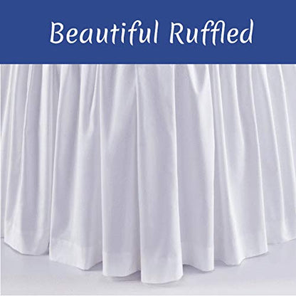  Ruffled Bed Skirt With Split Corners Three Side Coverage-Queen Size Dust Ruffles Bed Skirts 18 Inch Drop Expertise Tailored Fit Wrinkle Free Bed Skirt Dust Ruffle (Queen 18 Drop-White)