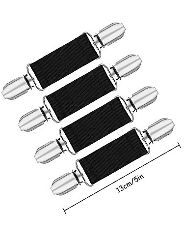  Blulu 4 Pieces 5 Inch Mitten Clips Stainless Steel Gloves Cap Clips Short Elastic Clips For Fixing Gloves Coat Mattress