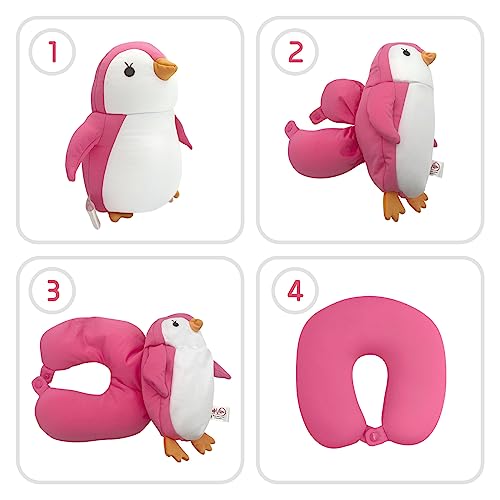  BelkVilo 3-7 Y/O Kids, Travel Pillow Kids, Neck Pillow Kids, Kid Travel Neck Pillow,Neck Pillow,Travelling Pillow Pink, Penguin PillowTravel, Kid Travell, Travel Pillow Girl, Penguin Plush