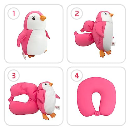  BelkVilo 3-7 Y/O Kids, Travel Pillow Kids, Neck Pillow Kids, Kid Travel Neck Pillow,Neck Pillow,Travelling Pillow Pink, Penguin PillowTravel, Kid Travell, Travel Pillow Girl, Penguin Plush