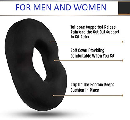  Donut Pillow Tailbone Seat Cushion - Orthopedic Design| Coccyx Memory Foam Pillow Contoured Luxury Comfort, Pain Relief For Hemorrhoids, Prostate, Pregnancy, Post Natal Sciatica Coccyx,