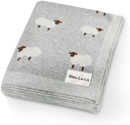  Baby Swaddle Blanket - 100% Luxury Cotton Knit Soft Cozy Lightweight Unisex Receiving Swaddle Crib Stroller Quilt Blanket For Shower Gift Registry For Newborns Infants Toddlers (Sheep - Khaki)