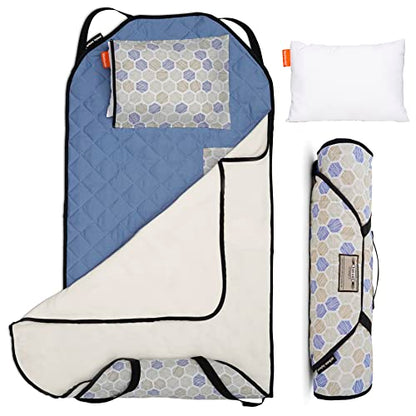  Tot Cot Kids Nap Mat - Toddler Preschool Daycare Bedding Cover With Blanket And Pillow - Poppies
