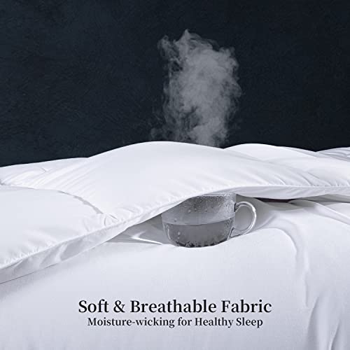  Kingsley Trend Queen Comforter Duvet Insert - All Season Quilted Ultra Soft Breathable Down Alternative, Box Stitch White Comforter With Corner Tabs, 90x90