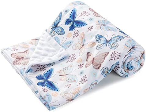  Bayceen Unicorn Print Minky Baby Purple Blanket For Girls, Double Layer Silky Soft Micro Fleece Baby Boy Blanket With Dotted Backing, Unicorn, 30x40'' BY003