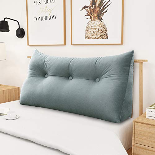  WOWMAX Triangular Wedge And Body Positioners Reading Pillow Large Bolster Headboard Backrest Support Cushion For Day Bed Bunk Bed With Removable Cover Twin Velvet Gray