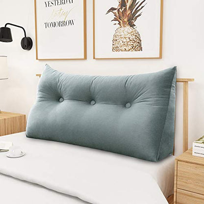  WOWMAX Triangular Wedge And Body Positioners Reading Pillow Large Bolster Headboard Backrest Support Cushion For Day Bed Bunk Bed With Removable Cover Twin Velvet Gray