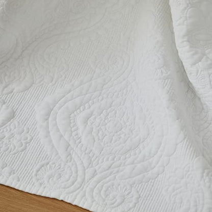  Brandream White Damask Quilted Pillow Shams Cotton Standard Size Pillow Cases Set Of 2 Comfy Soft Decorative Pillow Covers