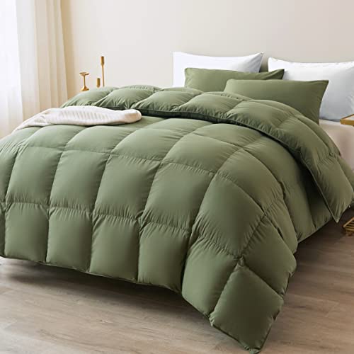  Oft Comforter Queen Size-Lightweight Down Alternative Comforter Duvet Insert With 8 Corner Tabs-Fluffy Breathable Box Stitched Reversible Comforter(Dark Green, Queen)