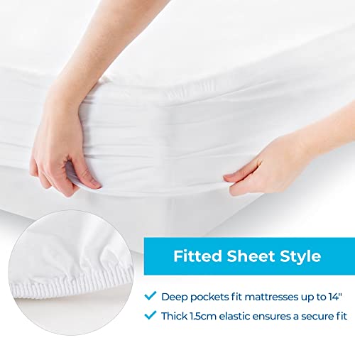  Mattress Protector Twin - Five Sided Twin Mattress Protector Waterproof Mattress Cover – Soft Breathable Bed Protector - Fitted Sheet Style - Deep Pocket Up To 14”