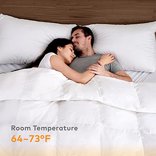  Ll Season Down Comforter - Ultra Soft Duvet Insert, 100% Cotton Shell, 50% Down & 50% Feather Real Filling, Breathable, Machine Washable (White, King Size)