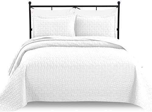  Luxe Bedding 3-Piece Oversized Quilted Bedspread Coverlet Set (King/Calking, WAVA/Navy)