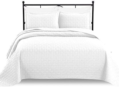 Luxe Bedding 3-Piece Oversized Quilted Bedspread Coverlet Set (King/Calking, WAVA/Navy)
