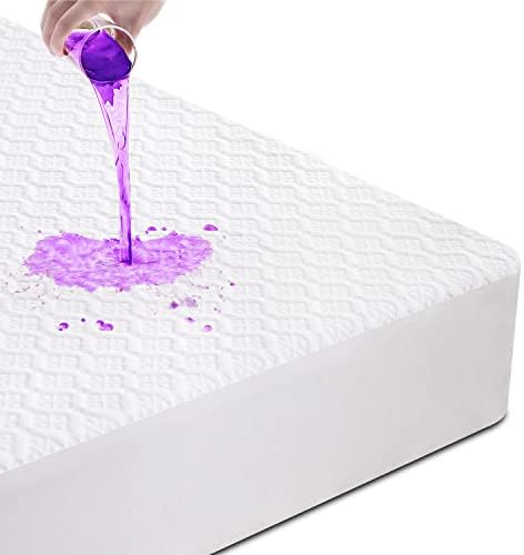  Bamboo Waterproof Mattress Protector Queen Size, 8"-21" Deep Pocket Mattress Cover Cooling Breathable Soft Noiseless Washable