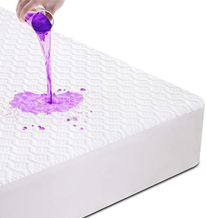  Bamboo Waterproof Mattress Protector Queen Size, 8"-21" Deep Pocket Mattress Cover Cooling Breathable Soft Noiseless Washable
