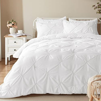  Queen Comforter Set -Pintuck Down Alternative Comforters With 2 Pillow Shams, Soft Queen Size Bedding Comforter Sets Lightweight All Season (Pink,88x88 Inches, 3 Pieces)