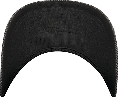  Flexfit Heringbone Melange Black Grey Wooly Combed Stretchable Fitted Cap Kappe